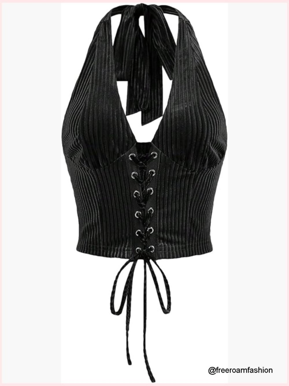 Halter Corset Crop Top Lace Up Open Back Concert Cowgirl